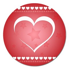 Postcard Banner Heart Holiday Love Magnet 5  (round) by Amaryn4rt