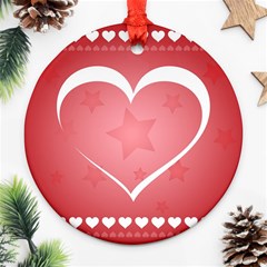 Postcard Banner Heart Holiday Love Round Ornament (two Sides) by Amaryn4rt