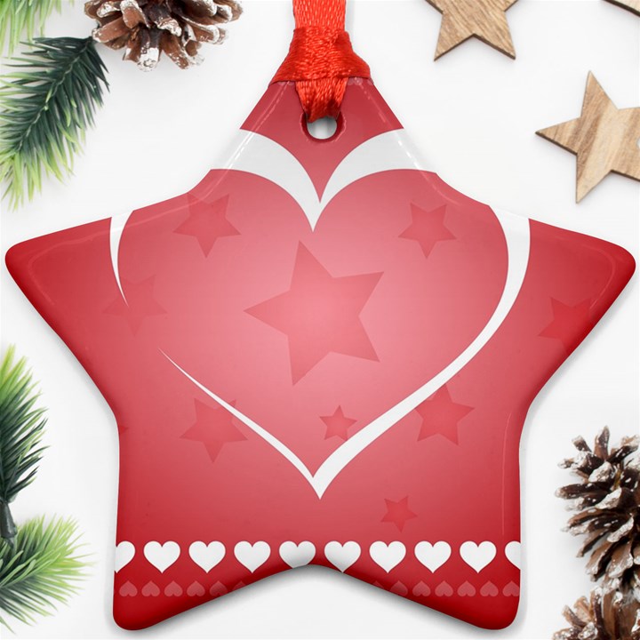 Postcard Banner Heart Holiday Love Star Ornament (Two Sides)