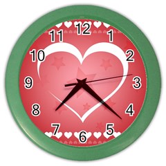 Postcard Banner Heart Holiday Love Color Wall Clocks by Amaryn4rt