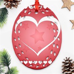 Postcard Banner Heart Holiday Love Oval Filigree Ornament (two Sides) by Amaryn4rt