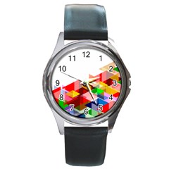 Graphics Cover Gradient Elements Round Metal Watch by Amaryn4rt