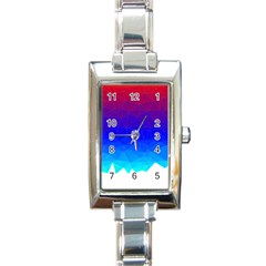 Gradient Red Blue Landfill Rectangle Italian Charm Watch