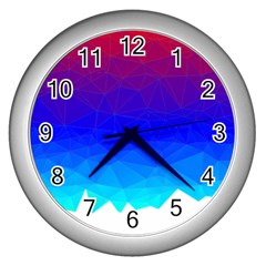 Gradient Red Blue Landfill Wall Clocks (Silver) 