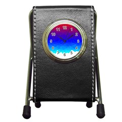 Gradient Red Blue Landfill Pen Holder Desk Clocks