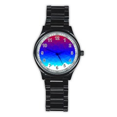 Gradient Red Blue Landfill Stainless Steel Round Watch