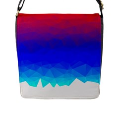 Gradient Red Blue Landfill Flap Messenger Bag (L) 