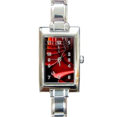 Red Black Fractal Mathematics Abstract Rectangle Italian Charm Watch by Amaryn4rt