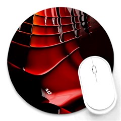 Red Black Fractal Mathematics Abstract Round Mousepads by Amaryn4rt