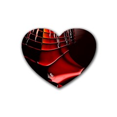 Red Black Fractal Mathematics Abstract Rubber Coaster (heart)  by Amaryn4rt