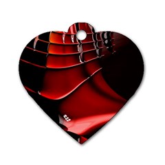 Red Black Fractal Mathematics Abstract Dog Tag Heart (two Sides) by Amaryn4rt