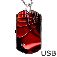 Red Black Fractal Mathematics Abstract Dog Tag Usb Flash (two Sides) by Amaryn4rt