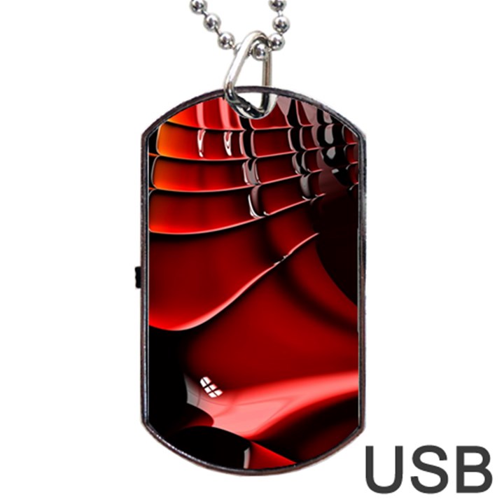 Red Black Fractal Mathematics Abstract Dog Tag USB Flash (Two Sides)