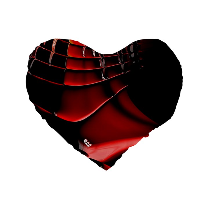 Red Black Fractal Mathematics Abstract Standard 16  Premium Heart Shape Cushions