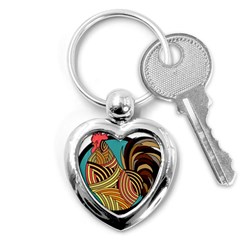 Rooster Poultry Animal Farm Key Chains (heart)  by Amaryn4rt