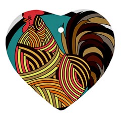 Rooster Poultry Animal Farm Heart Ornament (two Sides) by Amaryn4rt