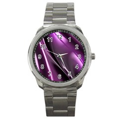 Purple Fractal Mathematics Abstract Sport Metal Watch by Amaryn4rt