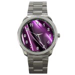 Purple Fractal Mathematics Abstract Sport Metal Watch Front