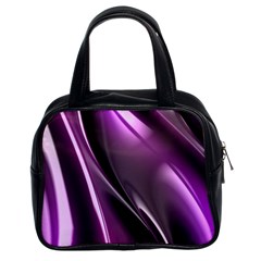 Purple Fractal Mathematics Abstract Classic Handbags (2 Sides) by Amaryn4rt