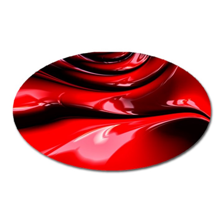 Red Fractal Mathematics Abstract Oval Magnet