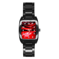 Red Fractal Mathematics Abstract Stainless Steel Barrel Watch by Amaryn4rt