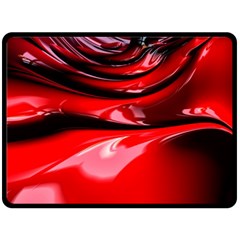 Red Fractal Mathematics Abstract Double Sided Fleece Blanket (large)  by Amaryn4rt