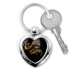 Fractal Mathematics Abstract Key Chains (heart)  by Amaryn4rt