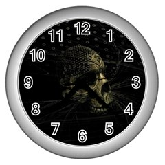 Skull Fantasy Dark Surreal Wall Clocks (silver)  by Amaryn4rt