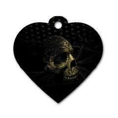 Skull Fantasy Dark Surreal Dog Tag Heart (two Sides) by Amaryn4rt