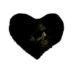 Skull Fantasy Dark Surreal Standard 16  Premium Flano Heart Shape Cushions by Amaryn4rt