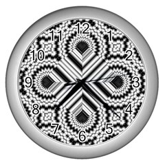 Pattern Tile Seamless Design Wall Clocks (silver)  by Amaryn4rt