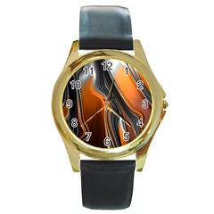 Fractal Structure Mathematic Round Gold Metal Watch