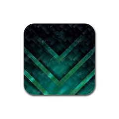 Green Background Wallpaper Motif Design Rubber Square Coaster (4 Pack) 