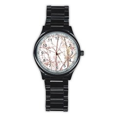 Textured Nature Print Stainless Steel Round Watch by dflcprints