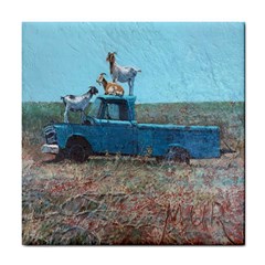 Goats On A Pickup Truck Tile Coasters by digitaldivadesigns