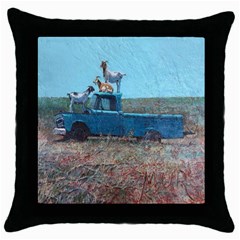 Goats On A Pickup Truck Throw Pillow Case (black) by digitaldivadesigns