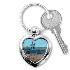 Goats On A Pickup Truck Key Chains (heart)  by digitaldivadesigns