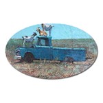 Goats on a Pickup Truck Oval Magnet Front