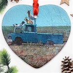 Goats on a Pickup Truck Heart Ornament (Two Sides) Front