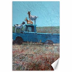 Goats On A Pickup Truck Canvas 12  X 18   by digitaldivadesigns