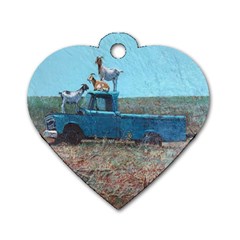 Goats On A Pickup Truck Dog Tag Heart (one Side) by digitaldivadesigns