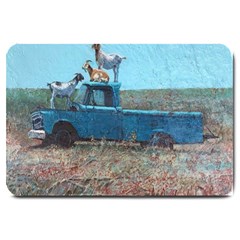 Goats On A Pickup Truck Large Doormat  by digitaldivadesigns