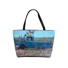 Goats On A Pickup Truck Shoulder Handbags by digitaldivadesigns