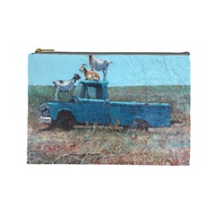 Goats On A Pickup Truck Cosmetic Bag (large)  by digitaldivadesigns