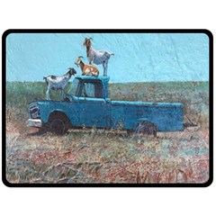 Goats On A Pickup Truck Fleece Blanket (large)  by digitaldivadesigns