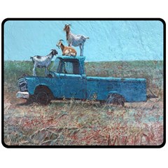 Goats On A Pickup Truck Fleece Blanket (medium)  by digitaldivadesigns