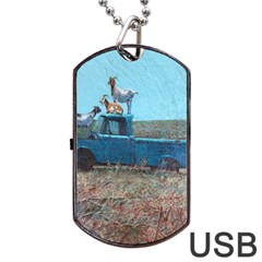 Goats On A Pickup Truck Dog Tag Usb Flash (one Side) by digitaldivadesigns