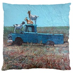 Goats On A Pickup Truck Large Cushion Case (one Side) by digitaldivadesigns