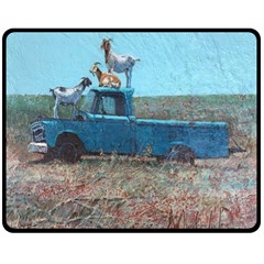 Goats On A Pickup Truck Double Sided Fleece Blanket (medium)  by digitaldivadesigns