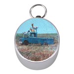 Goats on a Pickup Truck Mini Silver Compasses Front